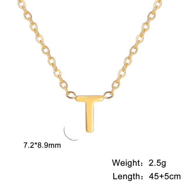 Swinging A - Z Initial Necklace - Silver / T The Namely Mine thenamelymine