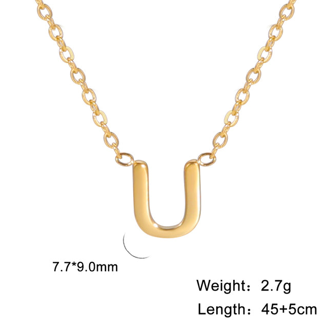 Swinging A - Z Initial Necklace - Silver / U The Namely Mine thenamelymine