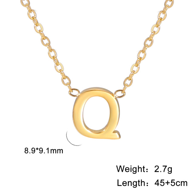 Swinging A - Z Initial Necklace - Silver / Q The Namely Mine thenamelymine
