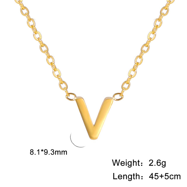 Swinging A - Z Initial Necklace - Gold / V The Namely Mine thenamelymine