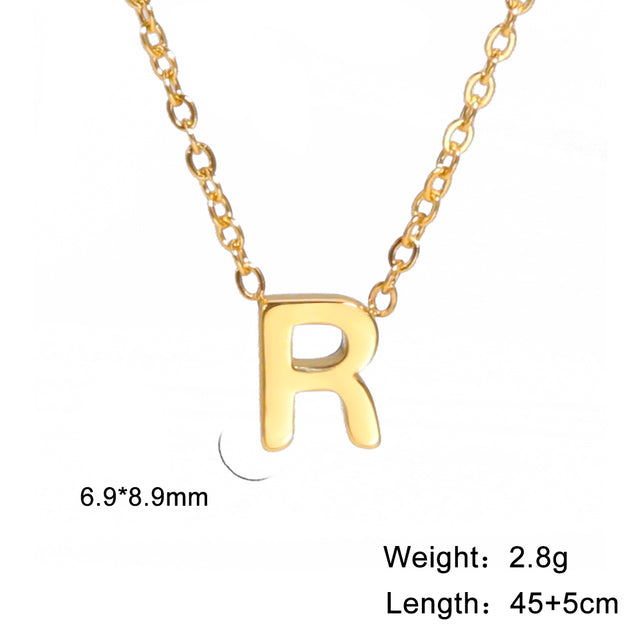 Swinging A - Z Initial Necklace - Gold / R The Namely Mine thenamelymine