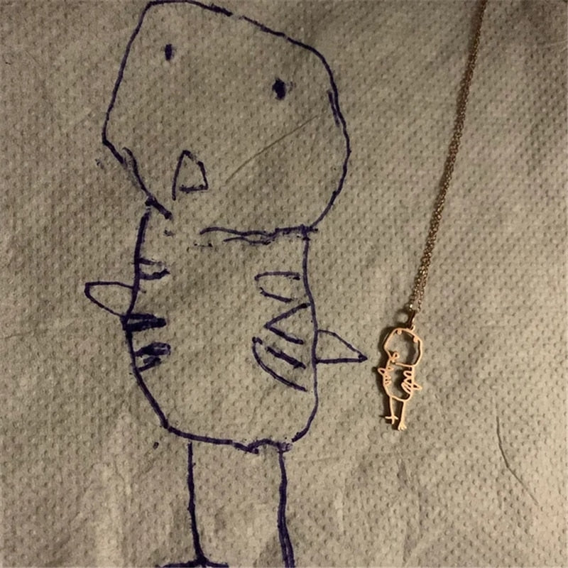 Children's Artwork Pendant - 1 Circle Link Necklace / Silver The Namely Mine thenamelymine