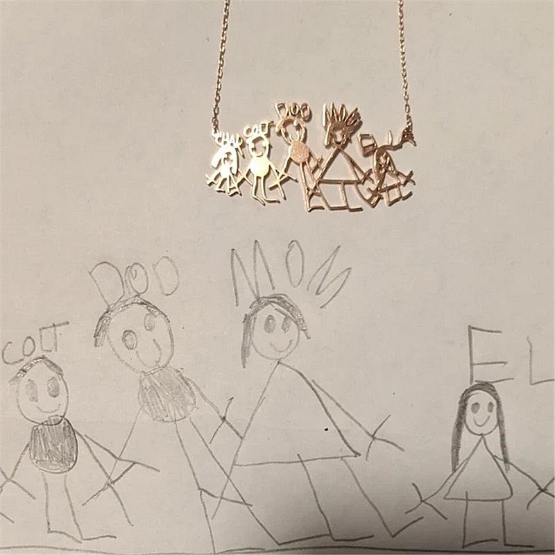 Children's Artwork Pendant - 2 Circle Link Necklace / Silver The Namely Mine thenamelymine