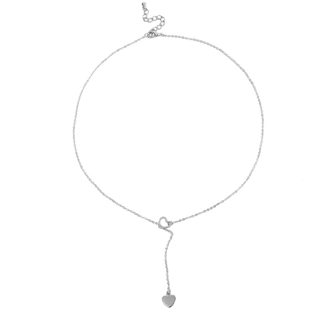 Heart Throb Drop Necklace - Silver Heart Throb Drop Necklace The Namely Mine thenamelymine