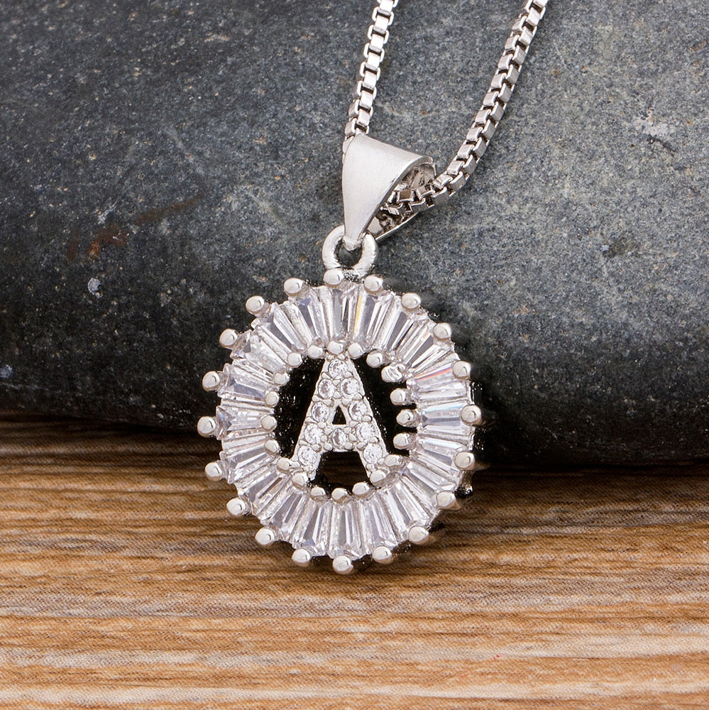 My Sunshine Initial Necklace - Silver / A The Namely Mine thenamelymine