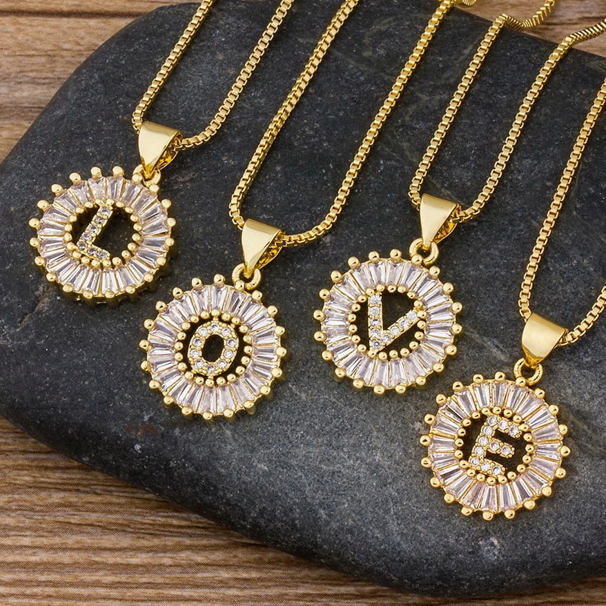 My Sunshine Initial Necklace - Gold / A The Namely Mine thenamelymine