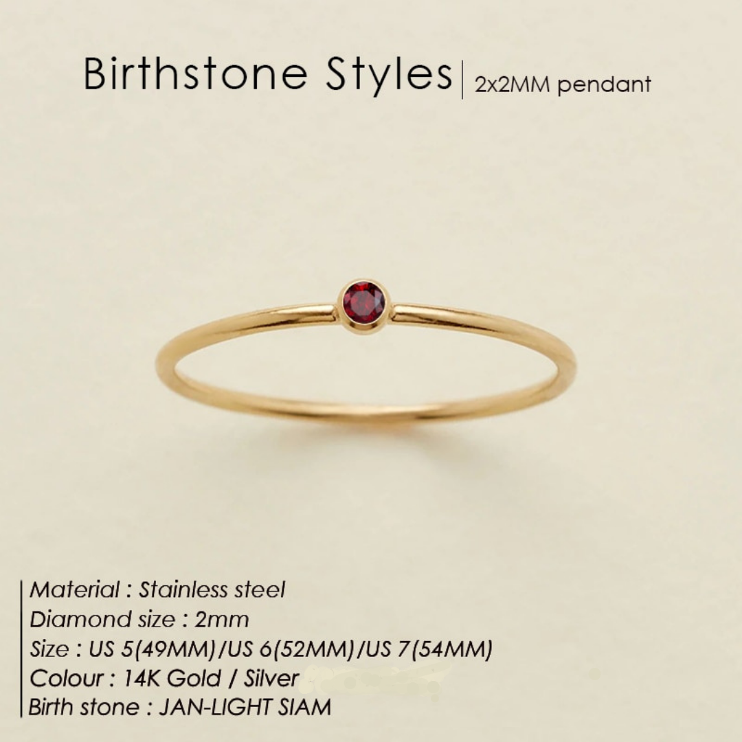 Birthstone Strata Ring - Gold / 6 / January-Light Siam The Namely Mine thenamelymine