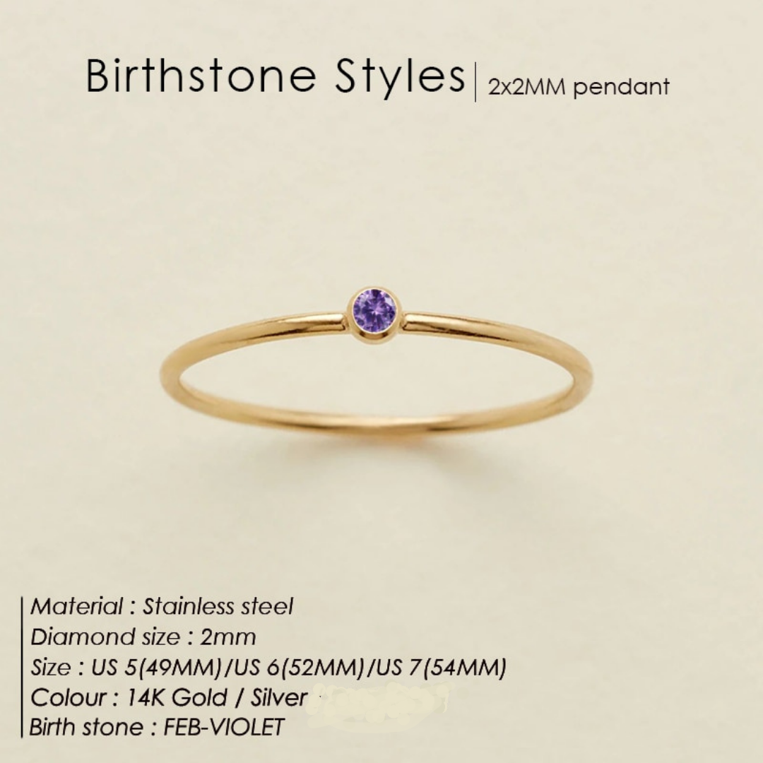 Birthstone Strata Ring - Gold / 5 / February-Violet The Namely Mine thenamelymine