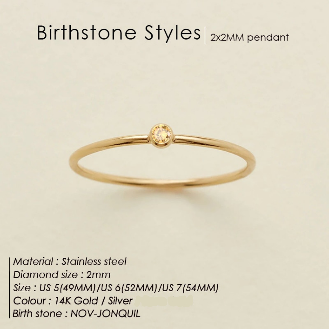 Birthstone Strata Ring - Gold / 5 / November-Jonquil Topaz The Namely Mine thenamelymine