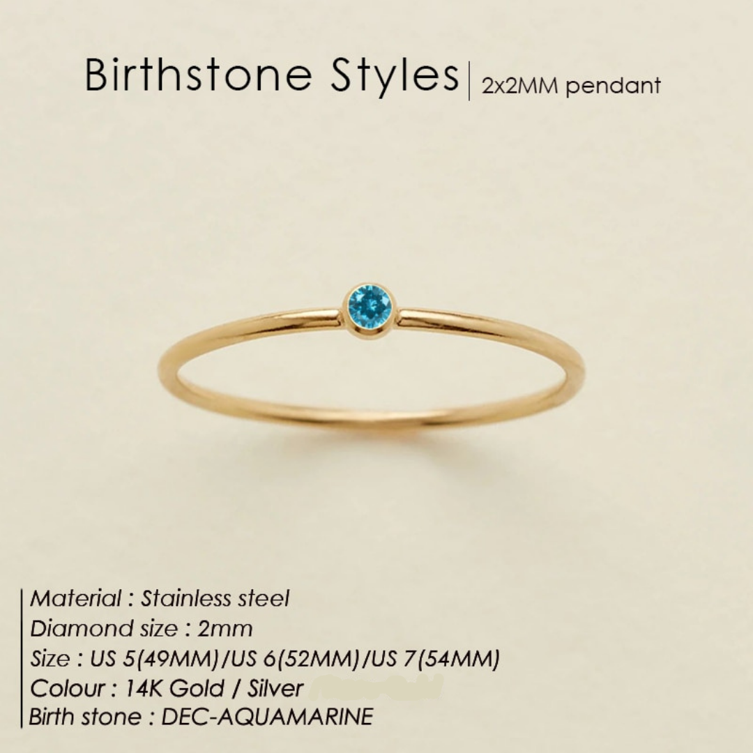 Birthstone Strata Ring - Gold / 5 / December-Aquamarine The Namely Mine thenamelymine