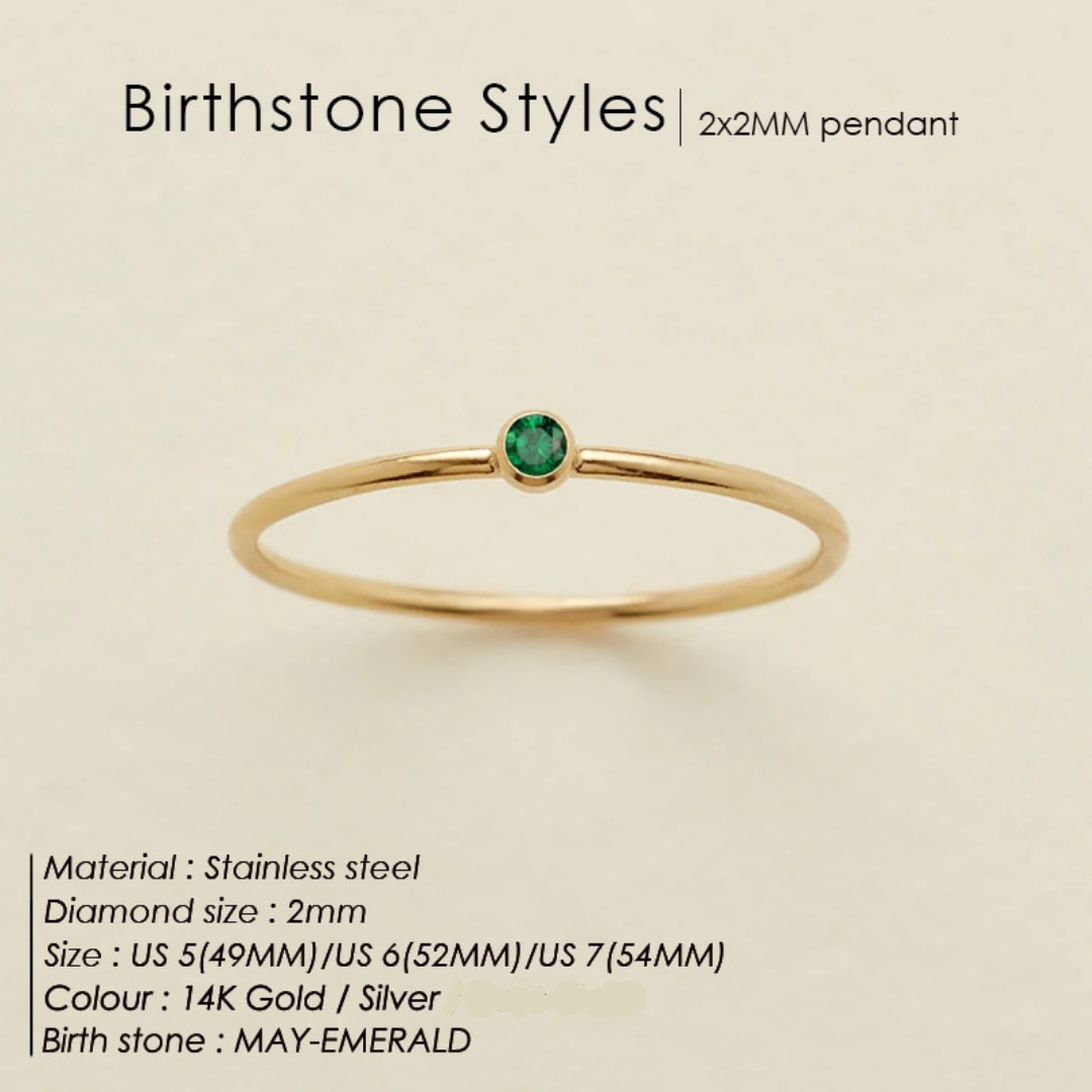 Birthstone Strata Ring - Gold / 5 / May-Emerald The Namely Mine thenamelymine