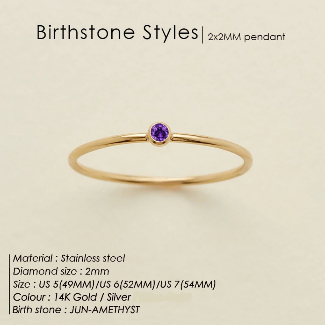 Birthstone Strata Ring - Gold / 5 / June-Amethyst The Namely Mine thenamelymine