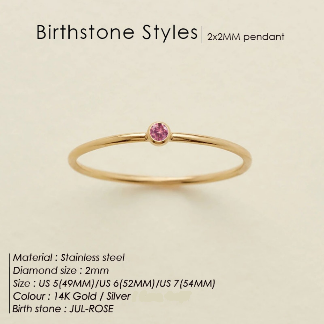 Birthstone Strata Ring - Gold / 5 / July-Rose The Namely Mine thenamelymine