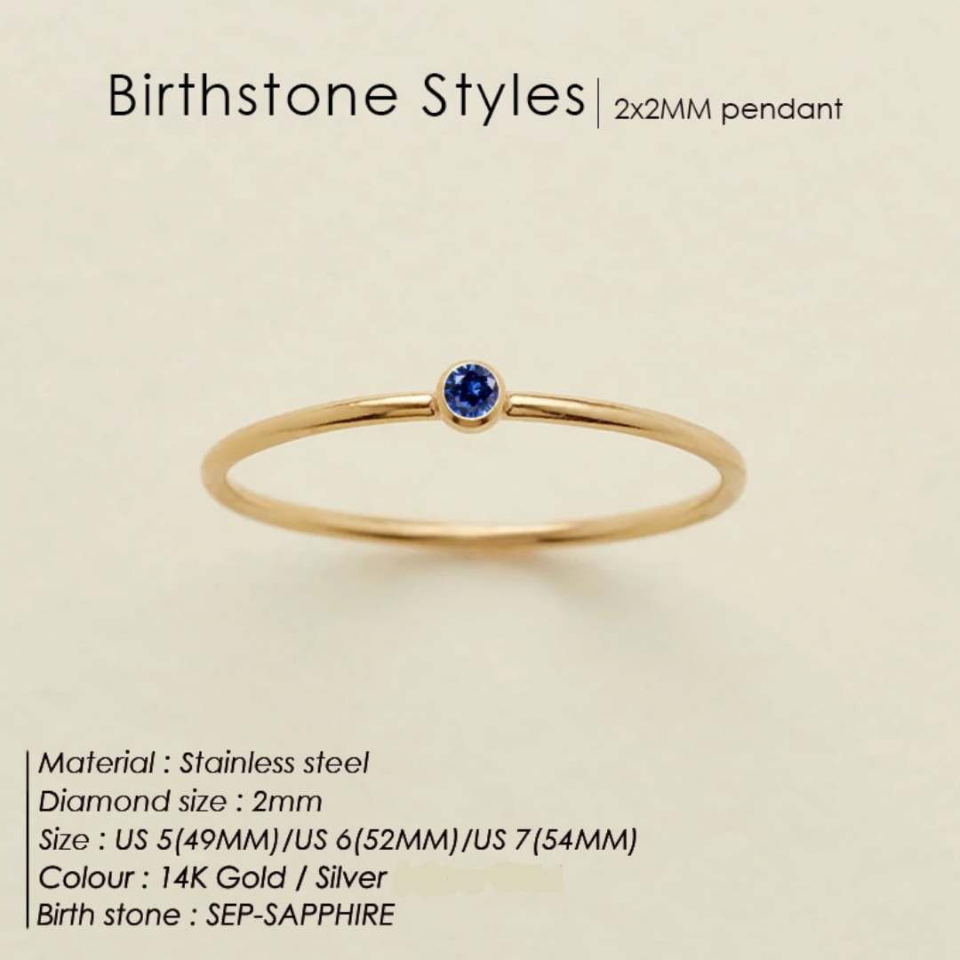Birthstone Strata Ring - Gold / 5 / September-Sapphire The Namely Mine thenamelymine