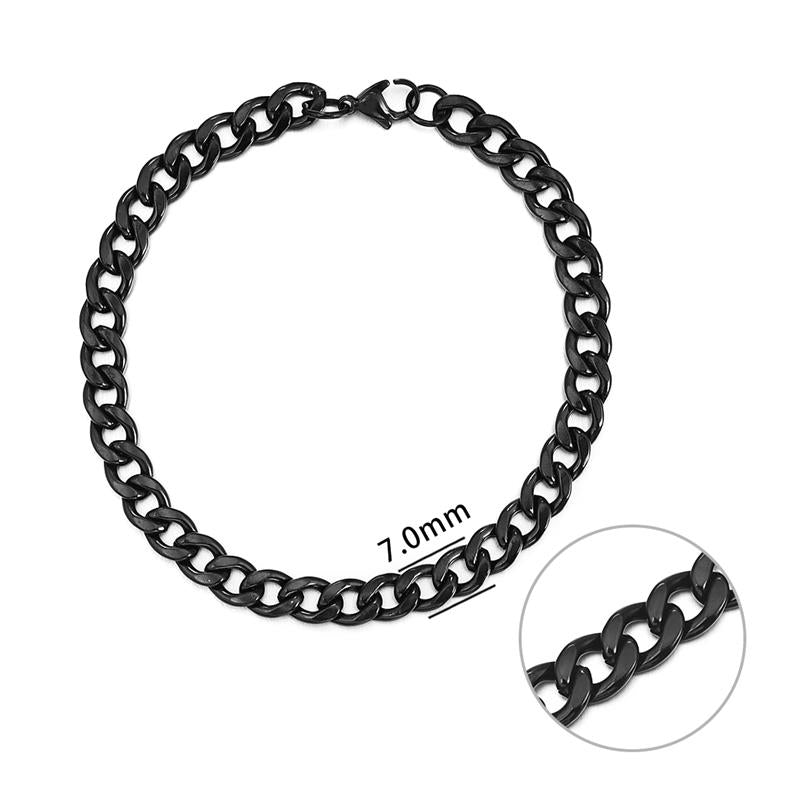 First Class Cuban Link Bracelet - 7mm Black / 7.09 inch 18cm The Namely Mine thenamelymine