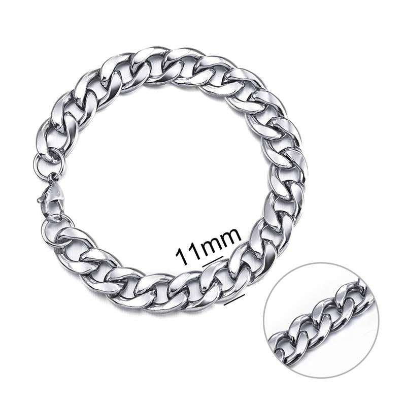 First Class Cuban Link Bracelet - 11mm Silver / 7.09 inch 18cm The Namely Mine thenamelymine