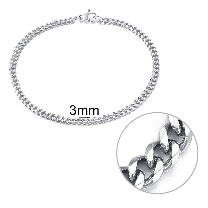 First Class Cuban Link Bracelet - 3mm Silver / 7.09 inch 18cm The Namely Mine thenamelymine