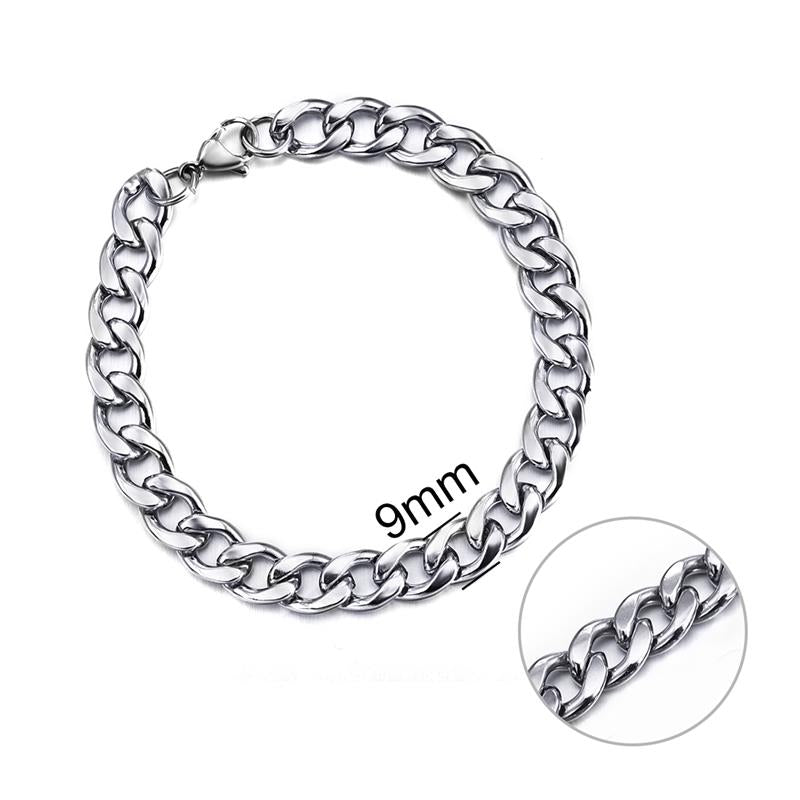 First Class Cuban Link Bracelet - 9mm Silver / 7.09 inch 18cm The Namely Mine thenamelymine