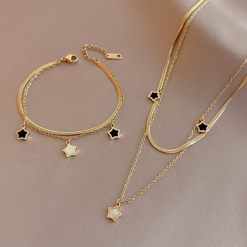 Enamel Star Pendant Necklace - Enamel Pendant Star Jewelry Set The Namely Mine thenamelymine