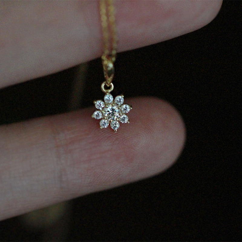 Crystal Flower Pendant Necklace - The Namely Mine thenamelymine