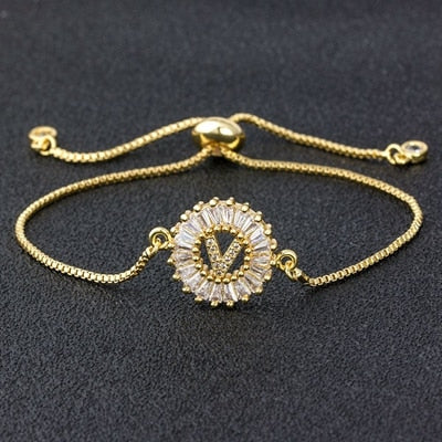 My Sunshine Initial Bracelet - V The Namely Mine thenamelymine