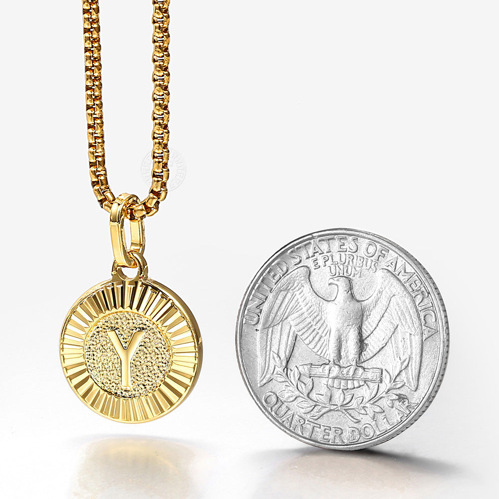Minted Initial Charm & Link Chain - Round - The Namely Mine thenamelymine