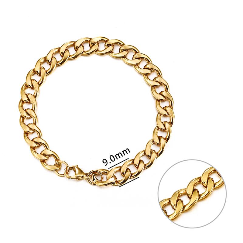 First Class Cuban Link Bracelet - 9mm Gold / 7.09 inch 18cm The Namely Mine thenamelymine