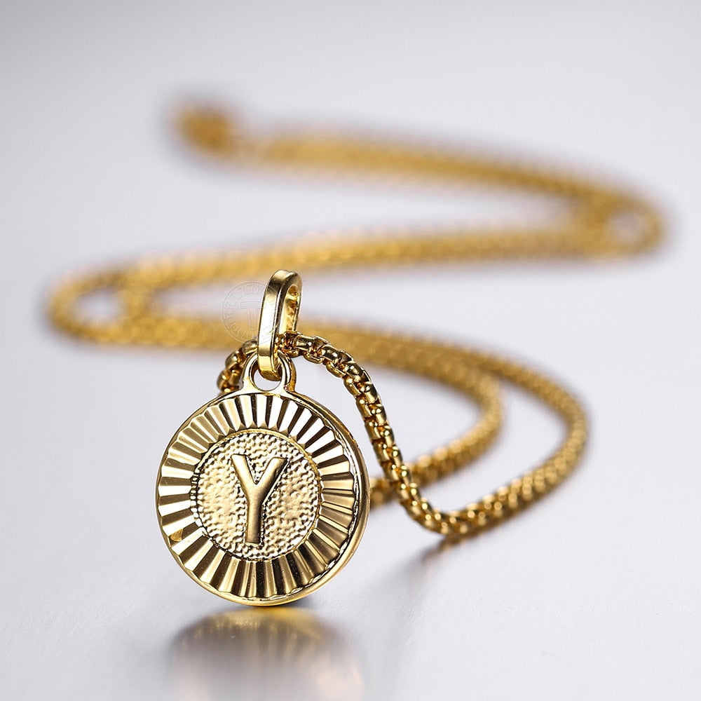Minted Initial Charm & Link Chain - Round - The Namely Mine thenamelymine