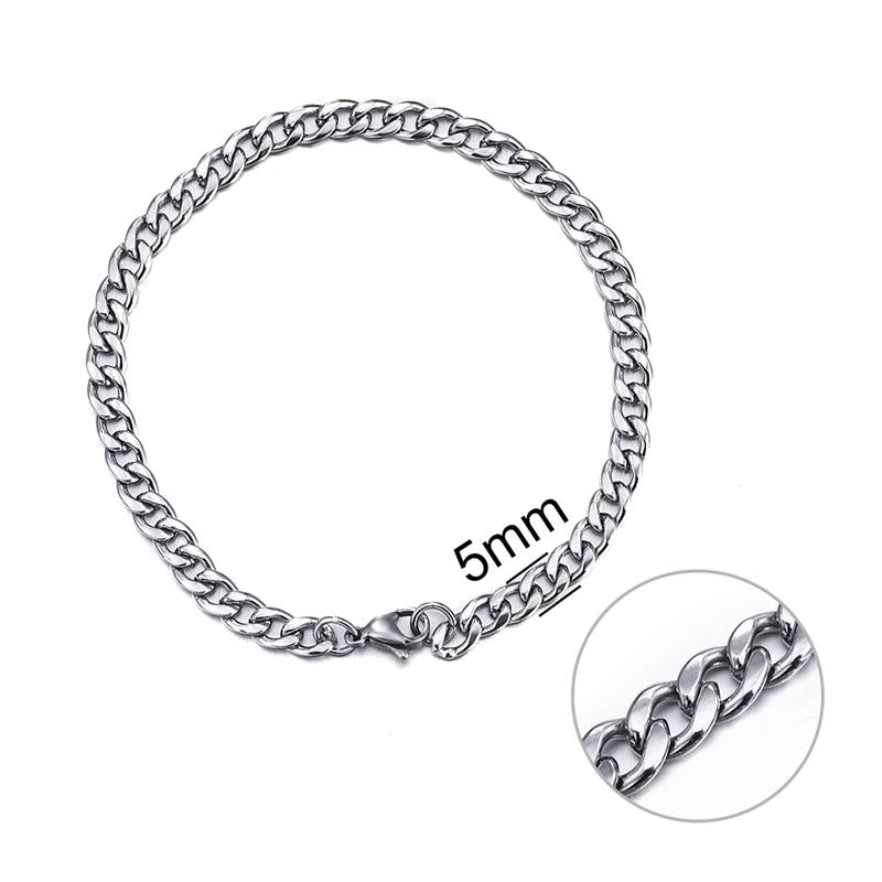 First Class Cuban Link Bracelet - 5mm Silver / 7.09 inch 18cm The Namely Mine thenamelymine