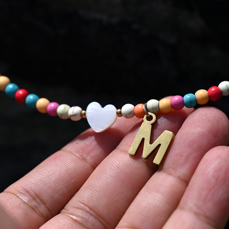 Abundance Beaded Initial Necklace - Soft Color Edition - The Namely Mine thenamelymine
