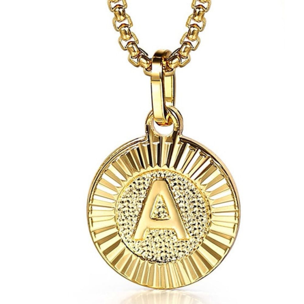 Minted Initial Charm & Link Chain - Round - Pendant Only / A The Namely Mine thenamelymine